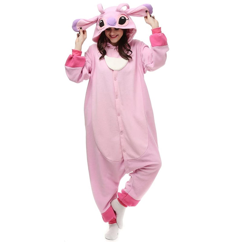 DEAGUI Unisex-Adult Animal Onesies Pajamas Halloween Costume Cosplay Funny Christmas Party Wear Daily Carton Outfit Pink - Image 1